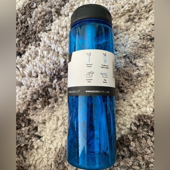 NWT ECOVESSEL THE WAVE TILT FREE DRINKING BOTTLE BLUE 24oz - Picture 3 of 7